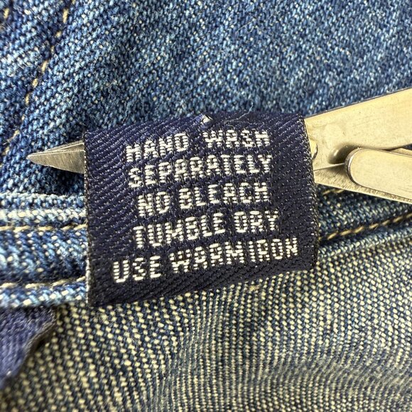 M.P.H. Blues Denim Maxi Jumper Dress XL Embroidered Prairie Flowers Side Buttons - Picture 10 of 12